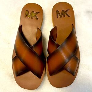 Michael Kors Glenda Burnished Leather Slide Sandal Women's 6